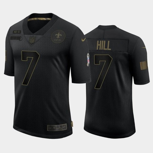 Men's New Orleans Saints Black #7 Taysom Hill 2020 Salute To Service Limited Stitched Jersey